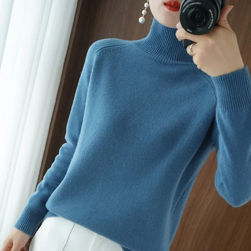 Turtleneck Sweater Women 2024 Autumn Winter Thick Warm Korean Fashion Knitwears Womens Pullovers Long Sleeve Basic Knitted Tops