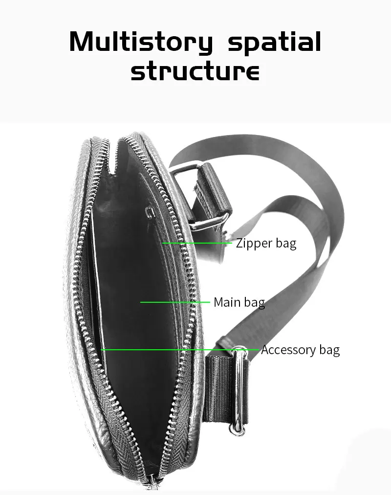 Fingerprint lock smart men\'s crossbody bag Messenger anti theft Bag Leather business travel sling bag