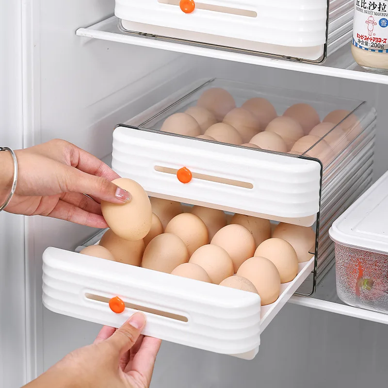 

2 Layers Egg Storage Box Plastic Organizer Container Refrigerator Eggs Food Holder Box Organizations Kitchen Accessories