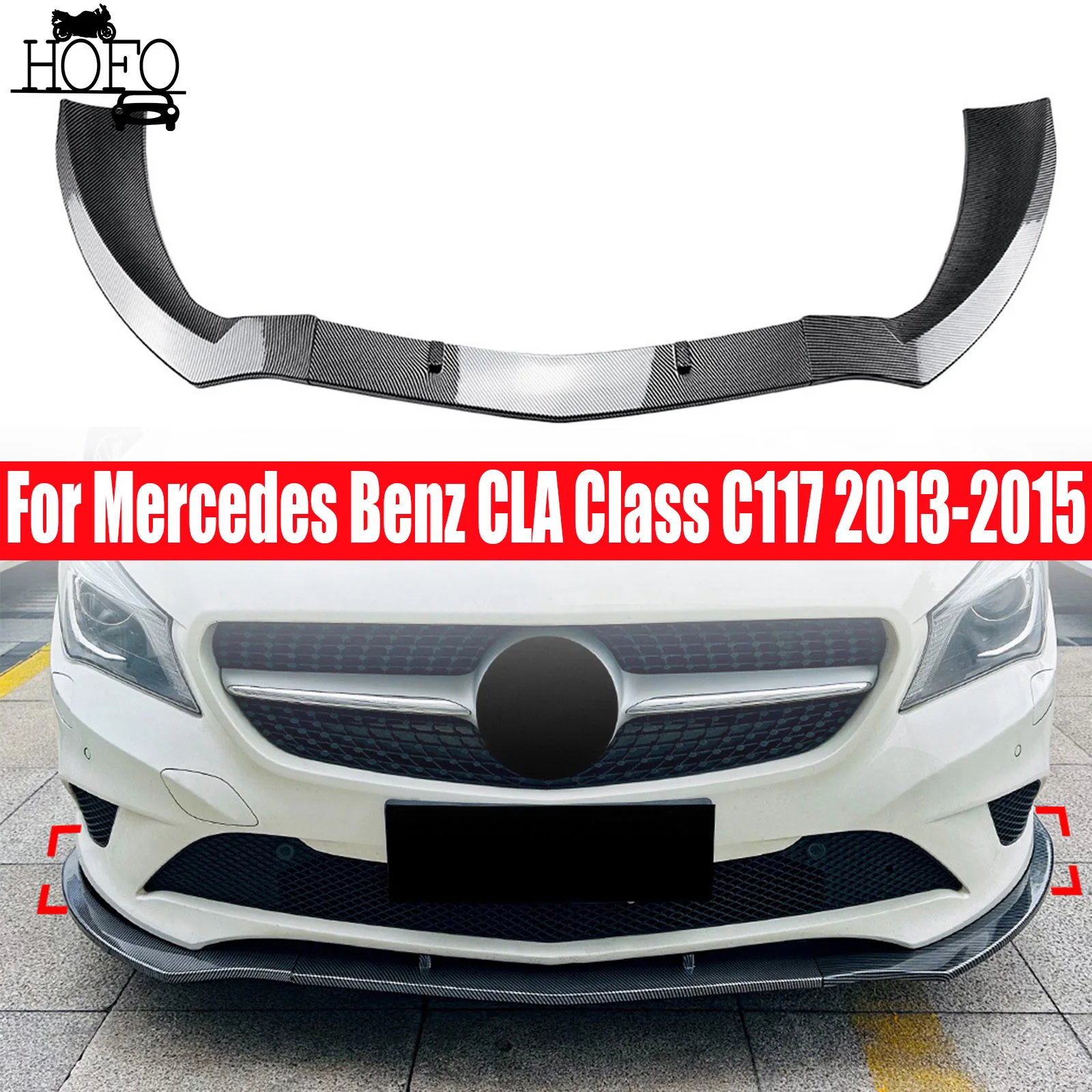 

Car Front Bumper Lip Diffuser Spoiler Gloss Black Body Kits Tuning For Mercedes Benz CLA Class C117 2013-2015