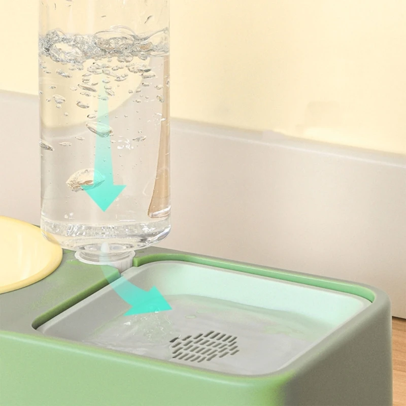 2 in1 Pet Tableware Dog Water Bowl Water Dispenser Set Elevated-Bowl Water Fountain