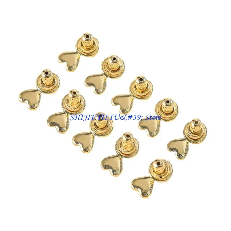 E21F Fashionable Heart Ear Locks Colorfast Copper Construction Gentle On Ears Multi Purpose Jewelry Enhancer Pack Of 5