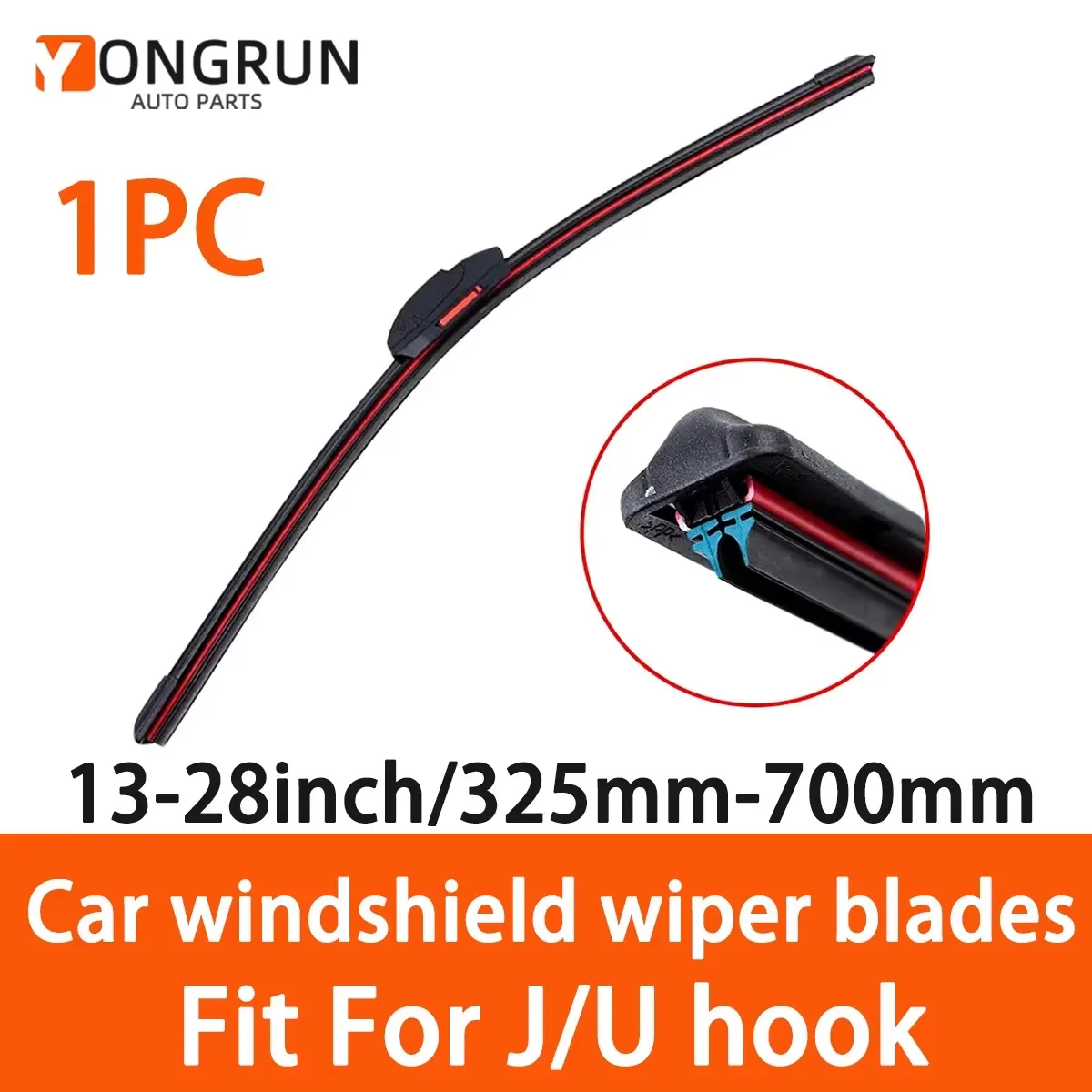 YONGRUN 1pc Universal Windshield Wiper Blade 13-28 Inch Boneless Double Rubber Strip Wiper Replacement Part Durable And Stable