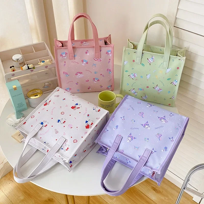 Hello Kitty Cosmetic Bag Melody Purses and Handbags for Women Sanrio Hand Wash Pouches Kuromi Tote Case Kawaii Mummy Boxes