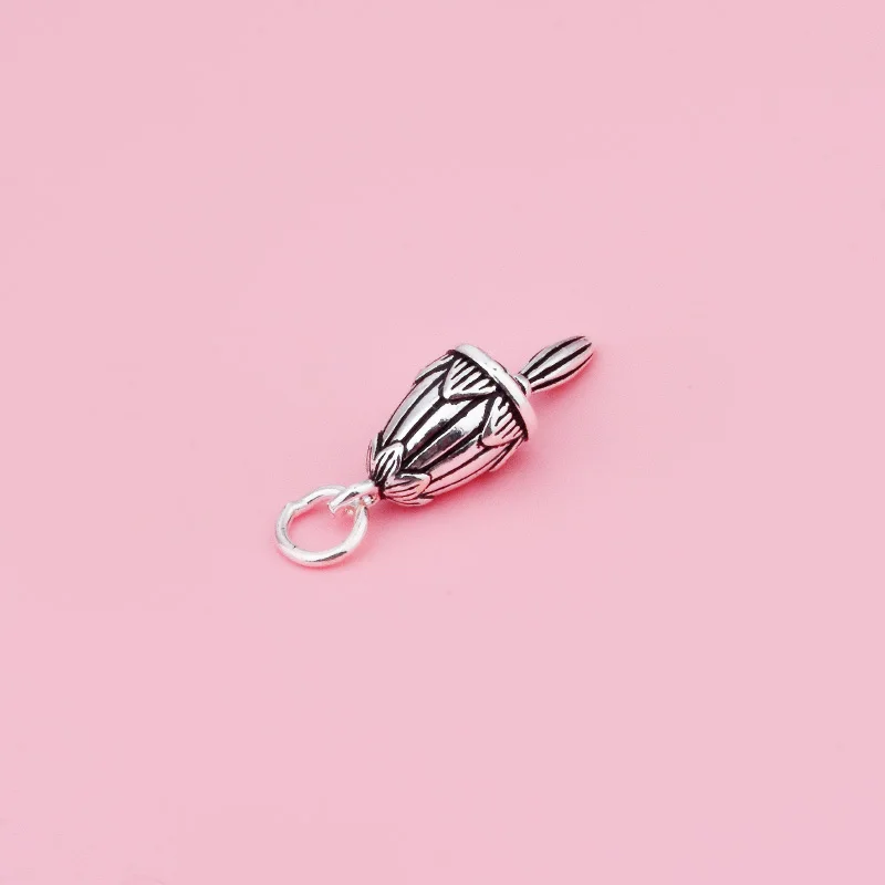 Lily of the Valley Wind chimes Retro pendant Flower bell Pendant S925 pure silver jewelry DIY hand-braided rope beaded accessori