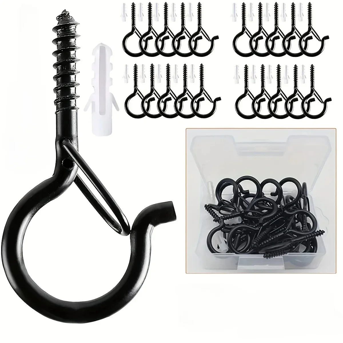 

2/10PCS Q-Hanger Screw Hooks Hear Ceiling Hooks for Hanging Plant with Safety Buckle Stainless Steel Outdoor String Light Hooks