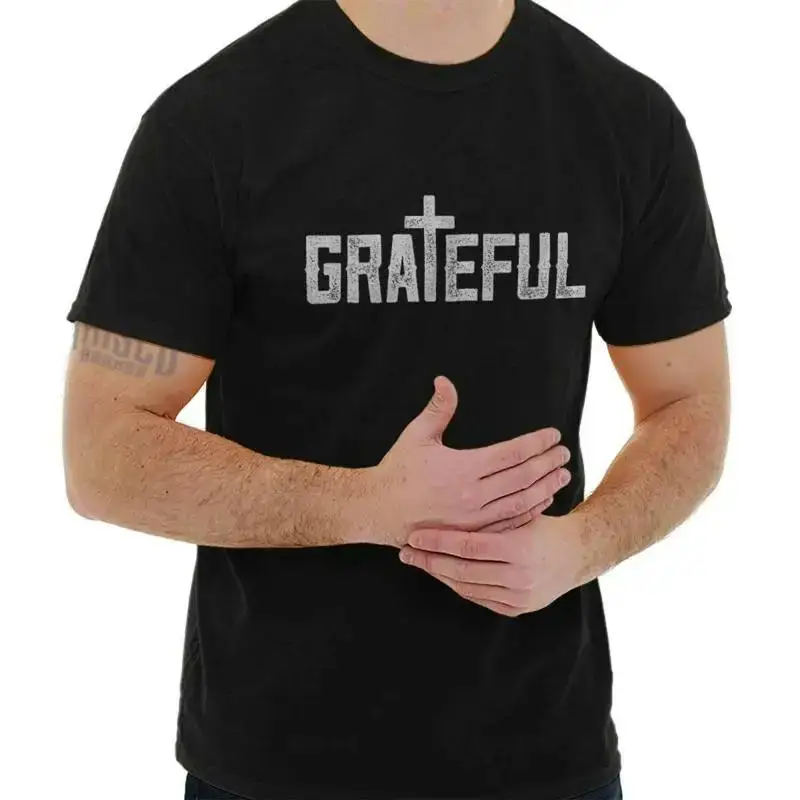 Christian Religious Faith Grateful Cross Womens or Mens Crewneck T Shirt Tee