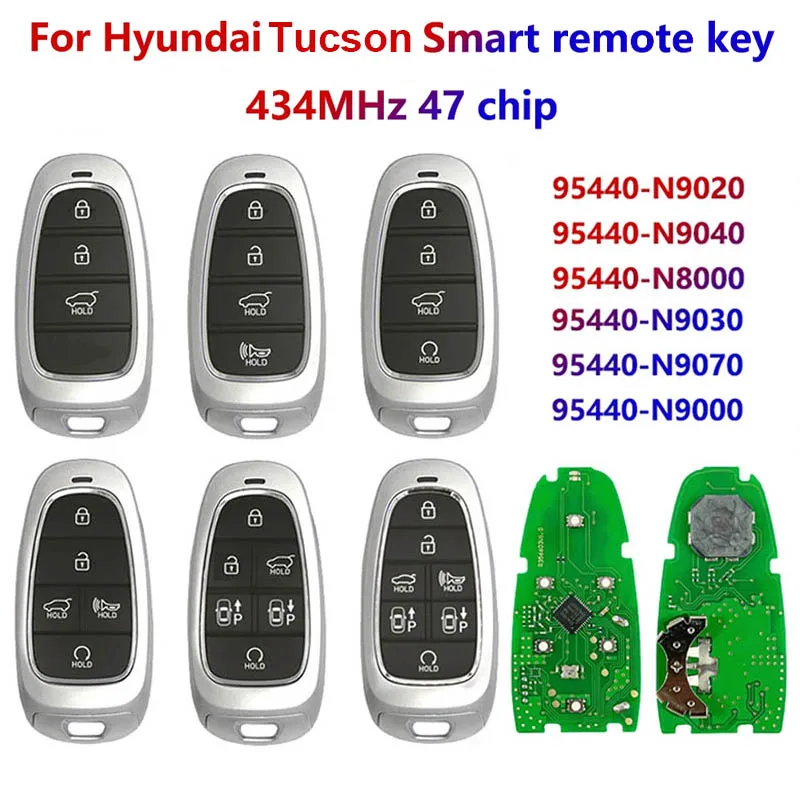 Mando a distancia inteligente para Hyundai Tucson, 2021-2022, PN 95440-N9020, 95440-N9030, 95440-N9040, 95440-N9070, N8000, N9000, 433MHz, Chip 47