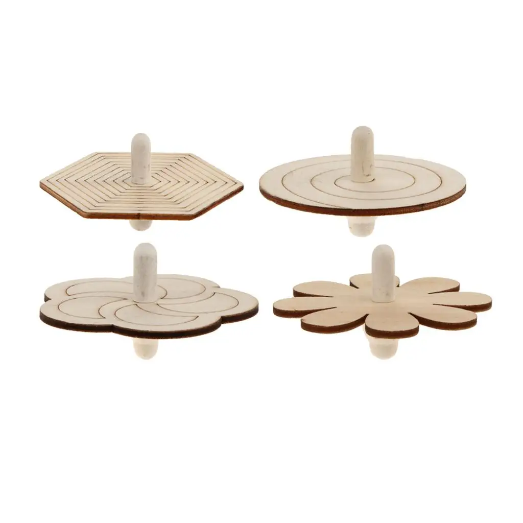 Unfinished Wood Spinning Top Gyro for Kids Paint Craft Handmade Educational Wooden Toy Art Kit