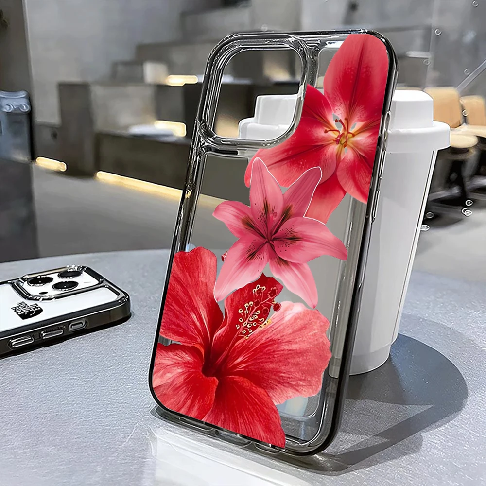 Lily flower transparent shell is suitable for iPhone 16, 16 Pro, 16 Pro Max and 16 Plus to iPhone 11, 12, 13, 14 and 15 series.