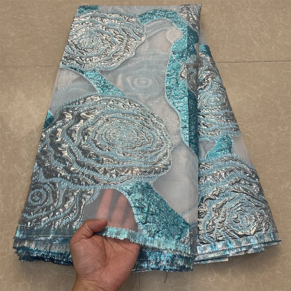 African Damask Lace Fabric Brocade Lace Fabric 2024 High Quality Jacquard Organza Fabric  5yards Evening Dresses forWomen YXZ129