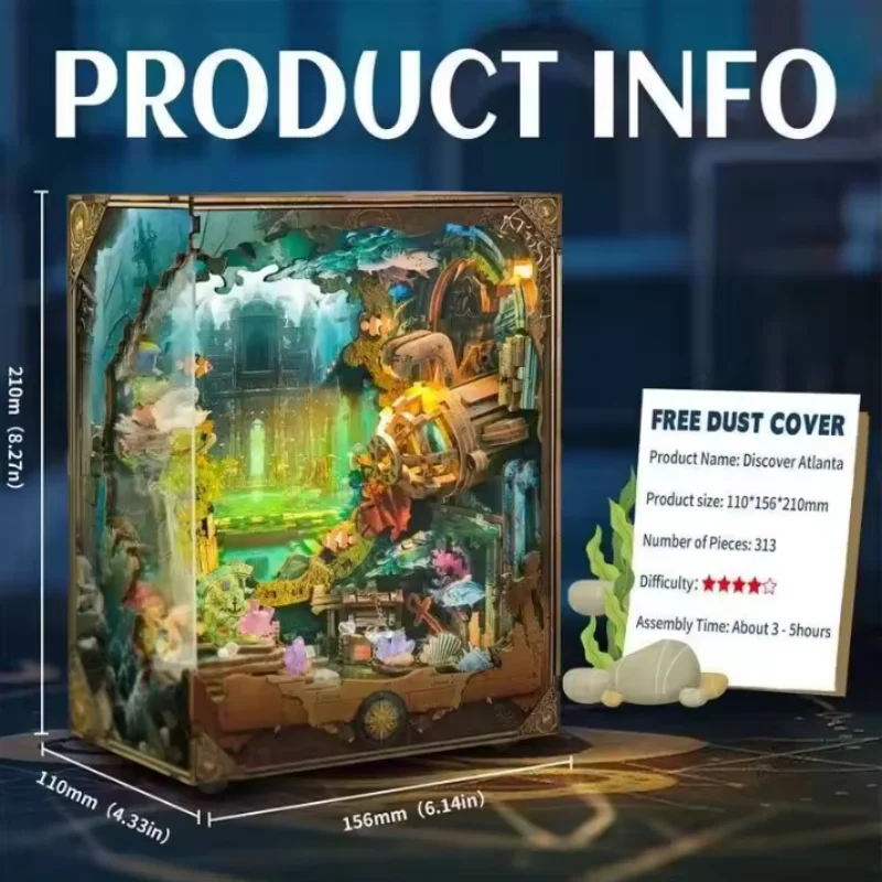 OUZEY Lost Ocean City 3D-puzzel, houten verzonken beschaving DIY-model, diepzeedecor voor tieners