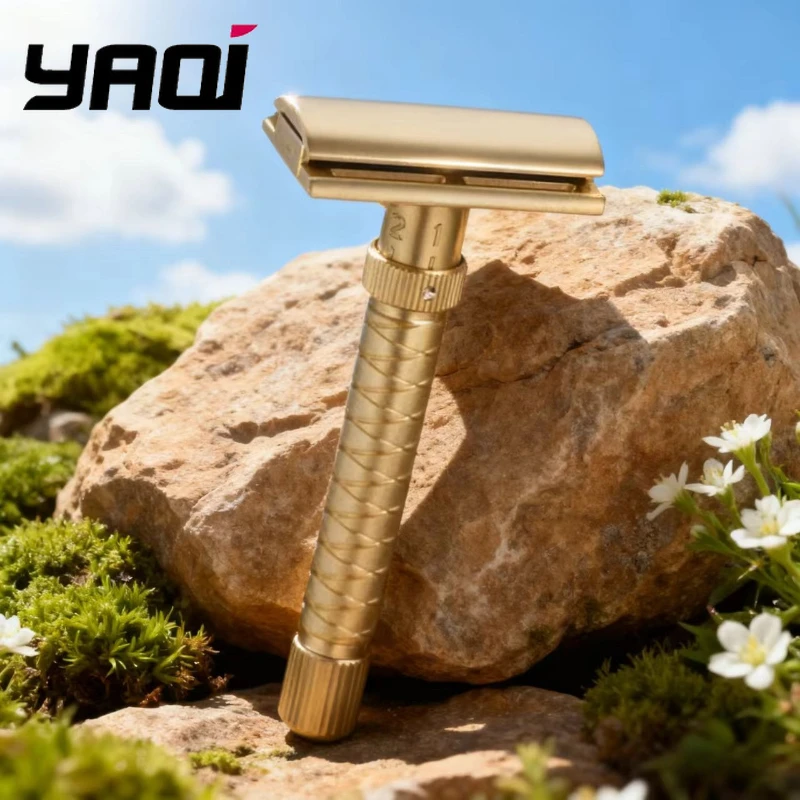 YAQI 100% Brass Material Adjustable The Final Cut - Brass V2 Safety Razor 90mm length&12mm diameter for precision shaving