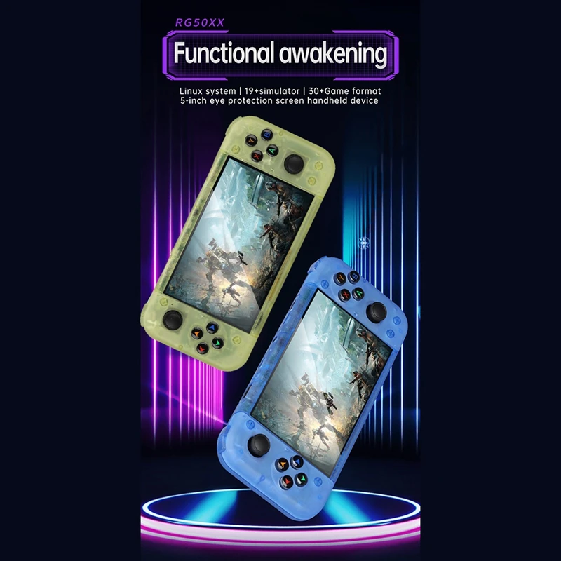 RG50XXมือถือคอนโซลเกมRetro 5 นิ้ว 64G 20000 + วิดีโอเกมLINUX 3Dจอยสติ๊กสําหรับGBC GBA PSP 19 + จําลอง