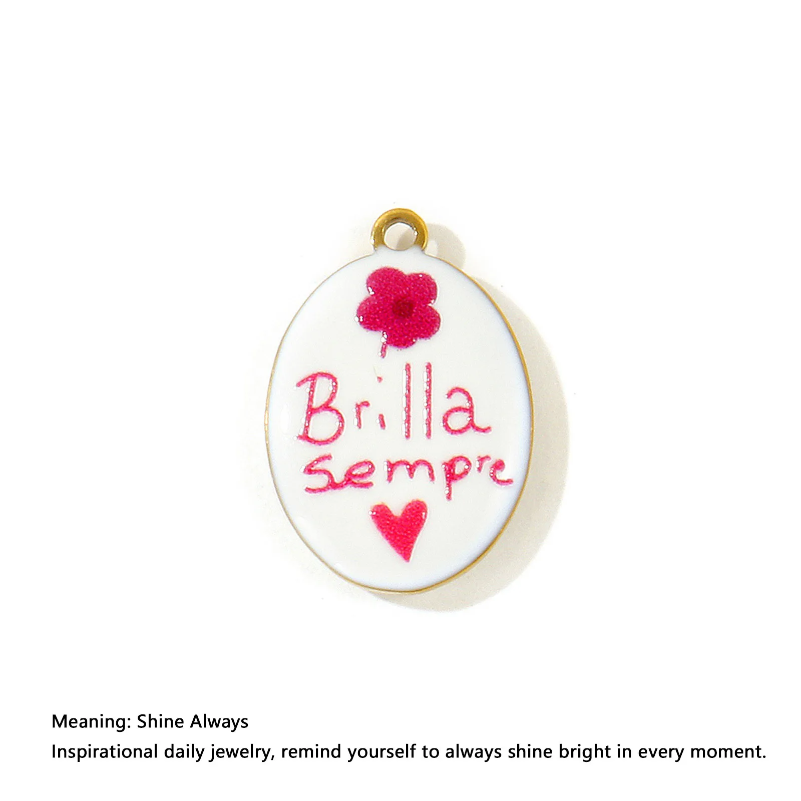 2pcs Enamel Double Sided Print Italian Words Charms Friends For Life Unique Geometric 304 Stainless Steel Pendant DIY Jewelry