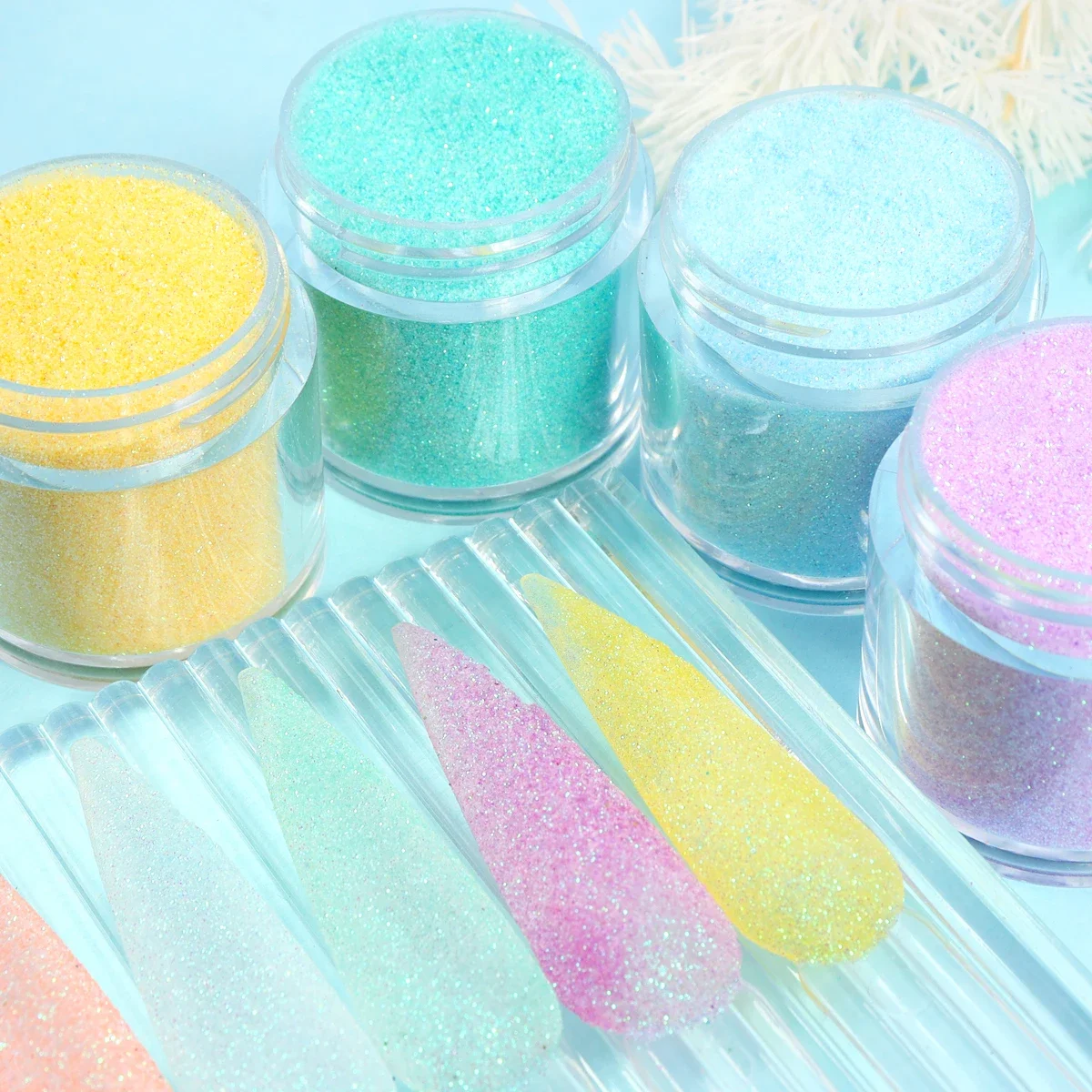 6 teile/satz bunte Zucker pulver Nagel Glitter glänzende feine Pigment Maniküre Zubehör Dekoration für Nail Art Stylist liefert