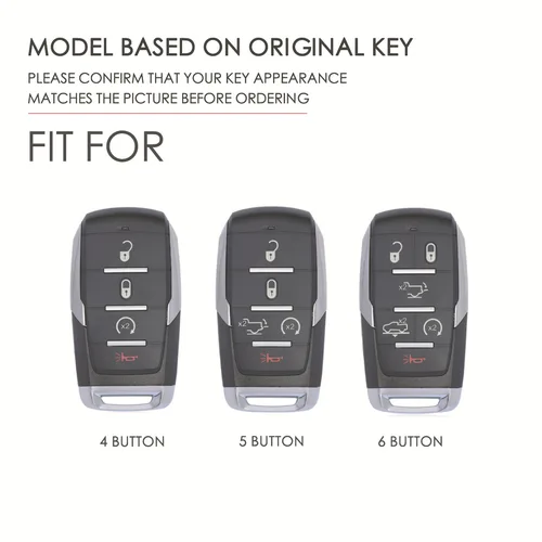 Imagen 2 del producto Funda de cuero para llave de coche, funda protectora con soporte para llavero para Dodge Ram 1500 Pickup Limited 2019 2020 2021 2022 2023 2024 remoto