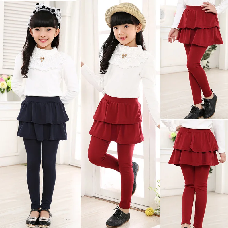 Kids Leggings for Toddler Baby Girls Pants Spring Autumn Fake Two Skirt-Pants Children Trousers Cotton Legging 2-10 Y