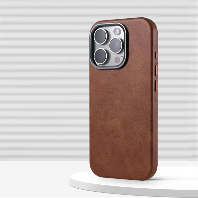 Luxuriöse Business-Lederhülle mit Magnetverschluss für iPhone 13 14 15 16 17 18 Pro Max, kompatibel mit MagSafe, kabelloses Laden, stoßfeste Schutzhülle – Detail 8