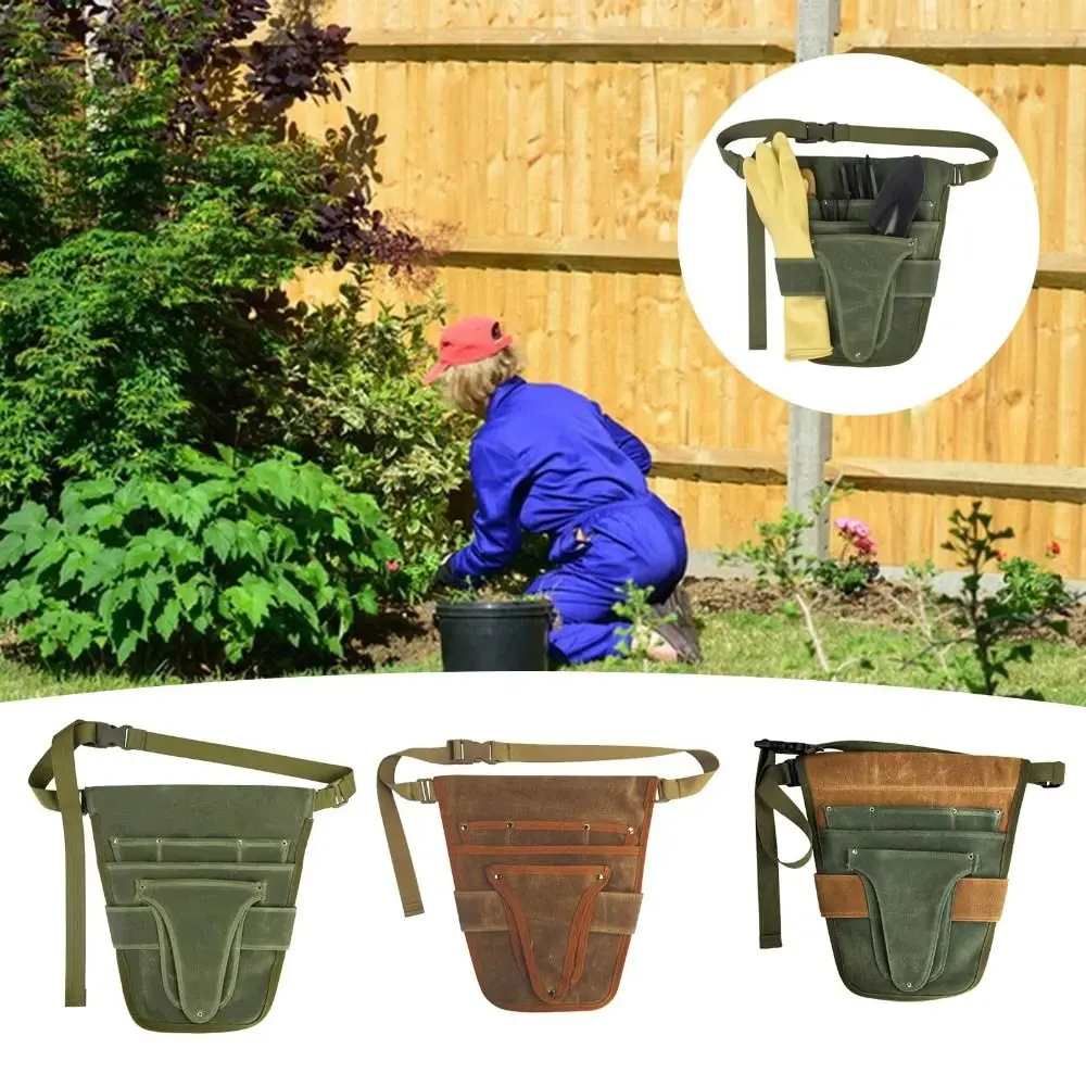 Adjustable Gardening Tools Belt Canvas Material Durable Utility Belt Multi Pocket Unisex Design Garden Waist Pouch Gardeners
