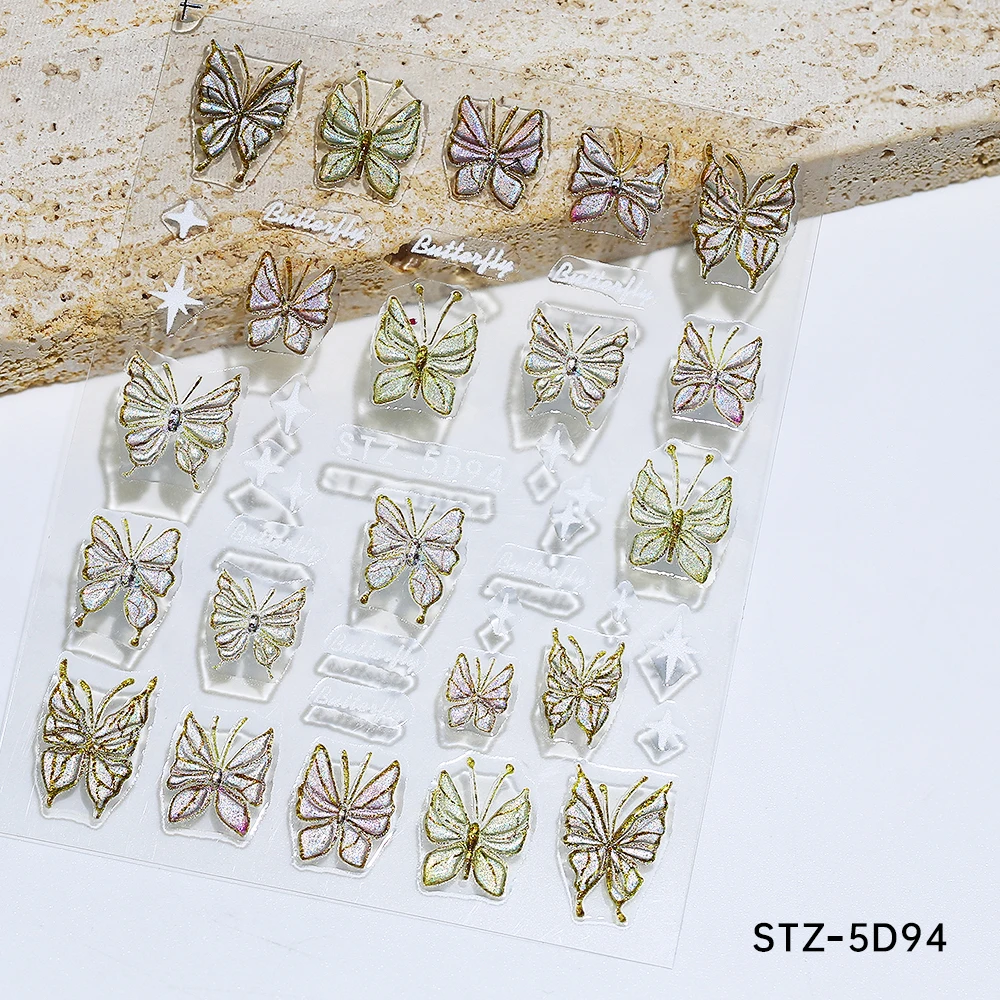 1 Stück 5D süße Gänseblümchen Blume Nagelaufkleber Blütenblätter Blüte Schmetterling Insekt selbstklebende Maniküre Aufkleber DIY Charms Folien Dekor Nägel