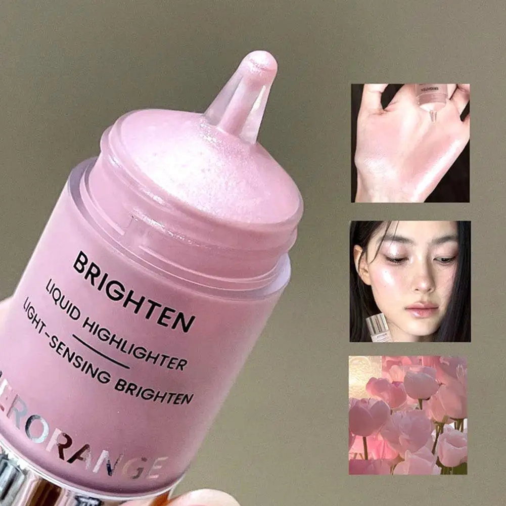 Brighten Light-Sensing Natural High Gloss Facial Shimmer Champagne Pink Rose Copper Liquid Highlighter Korean Clear Highlighter