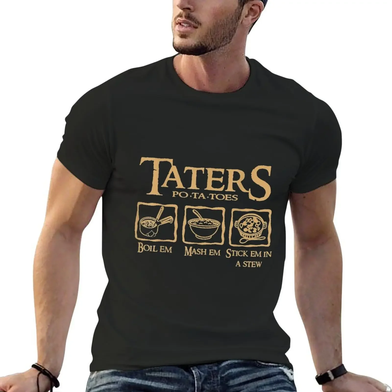 Em Taters Potatoes Recipe Boil Mash Stick Stew T-Shirt basketball graphic tees customizeds mens graphic t-shirts hip hop