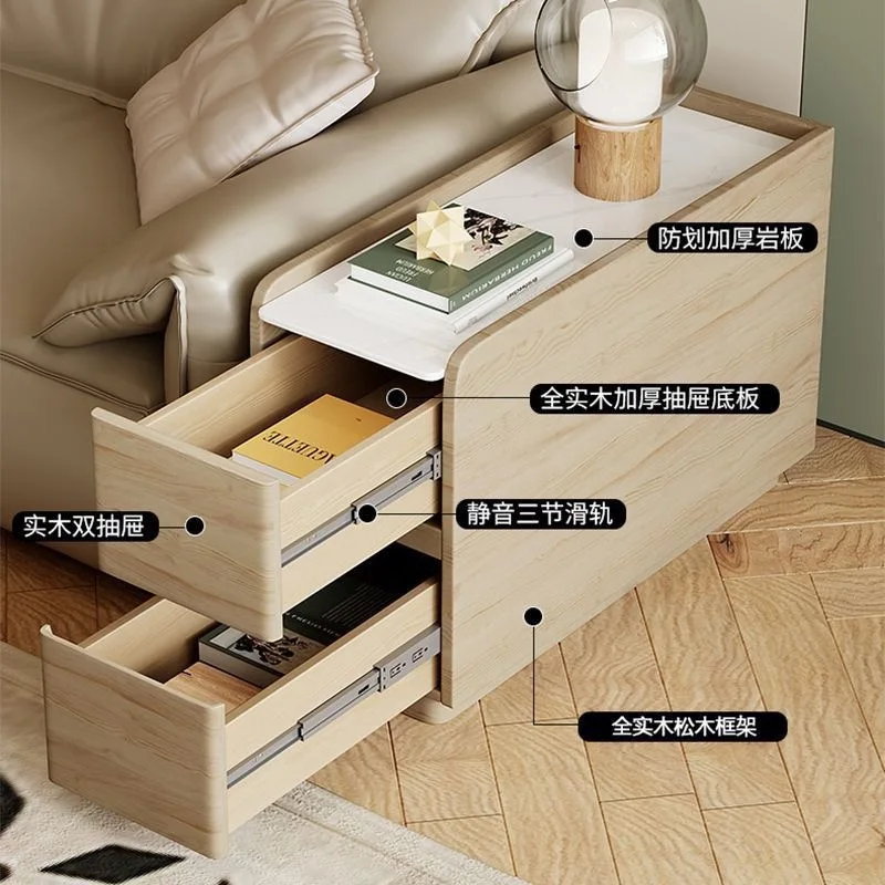 Floor-to-ceiling solid wood sofa, side cabinet, living room, small side table, light luxury corner cabinet, corner table