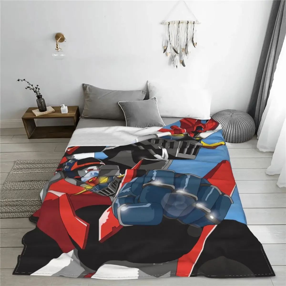 UFO Robot Grendizer Blanket Flannel Goldorak Actarus Mazinger Super Warm Throw Blanket for Outdoor Travel Bedroom Quilt