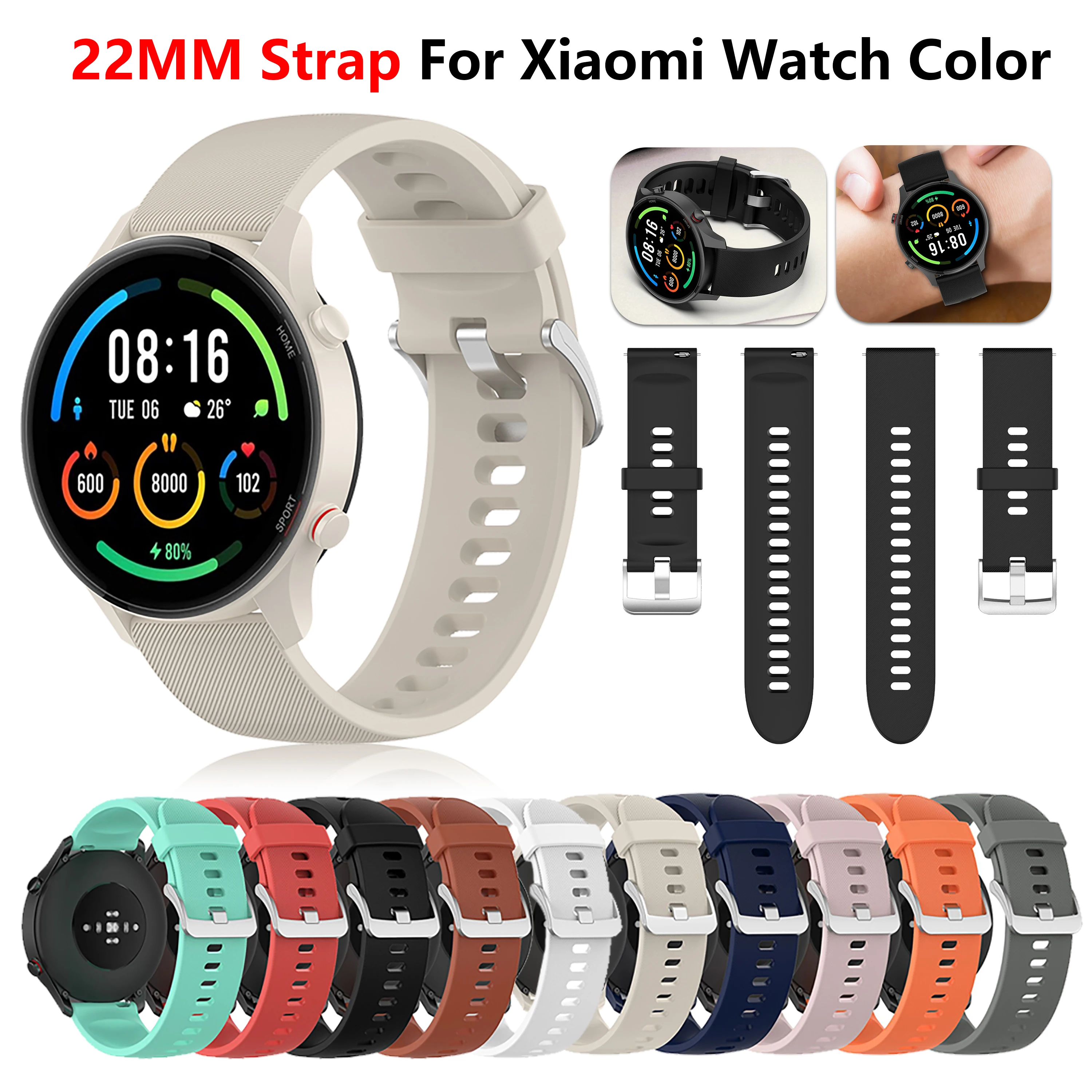 Silicone Watch Strap for Xiaomi Mi Watch Color Sports Edition Smart Watch Band Bracelet for Xiaomi Watch Color 2 Mi Watch S1 S2