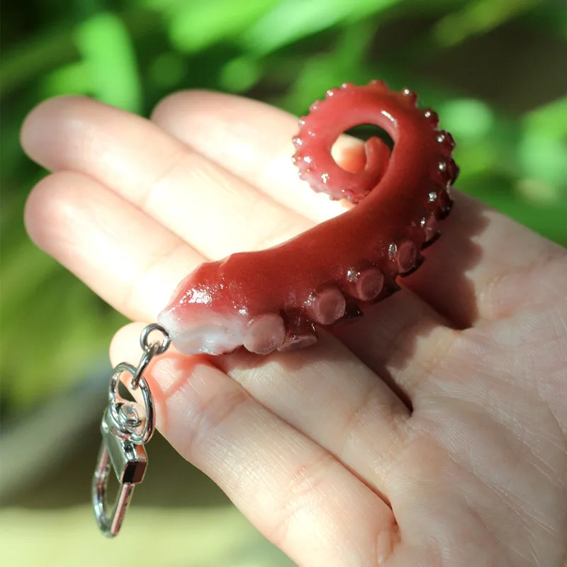 Octopus Claw Keychain Creative Simulation PVC Food Squid Toy Model Car Phone Bag Pendant Gift Ornaments Trinket Jewelry Llaveros