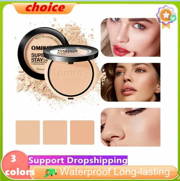 Pressed Powder Waterproof Long-lasting Full Coverage Face Compact Setting Powder Makeup Foundation Cosmetics