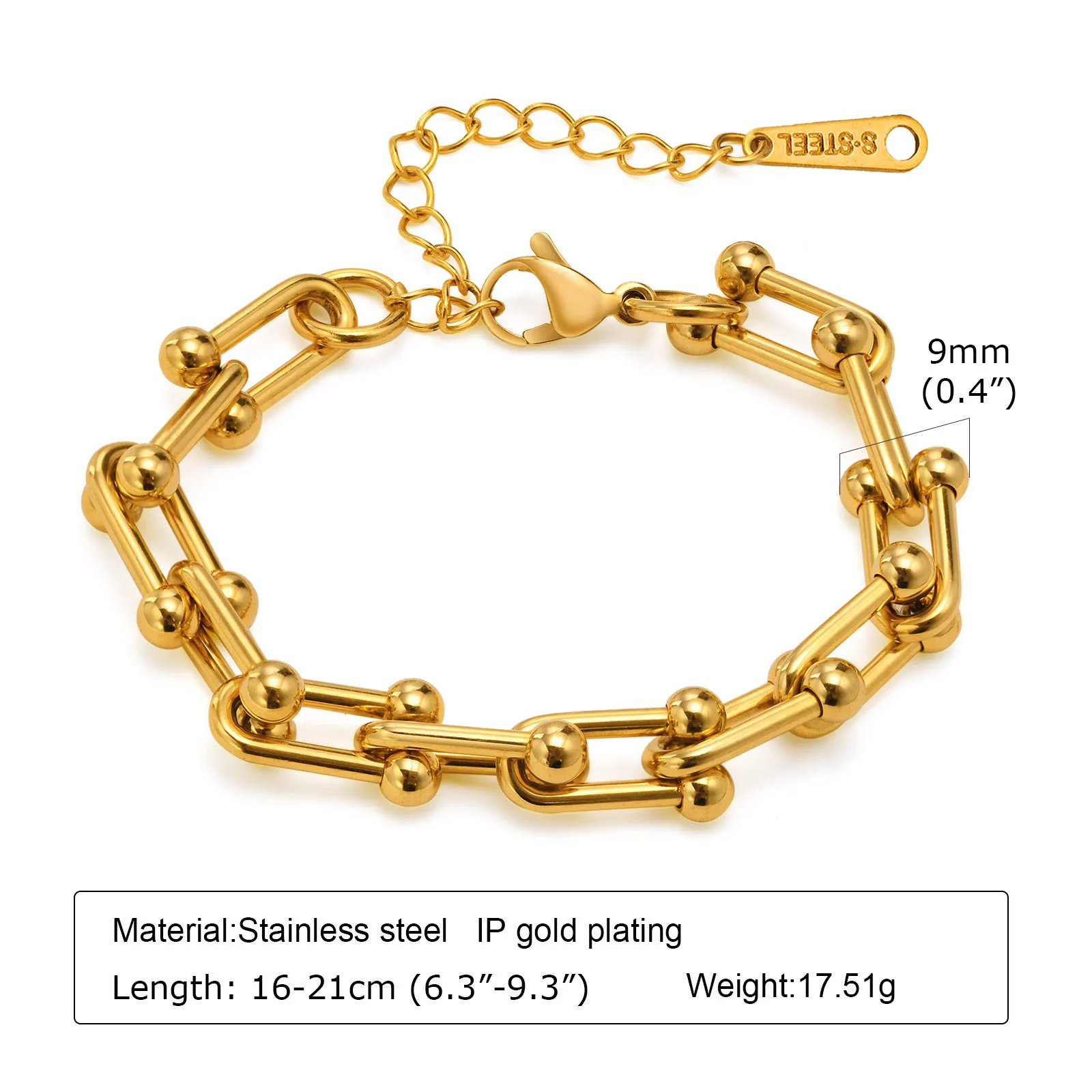 U-shaped Chain Stainless Steel Jewelry Women Bracelet Fashion Bangle Wedding Birthday Party Mom Girlfriend Valentine's Day Gift