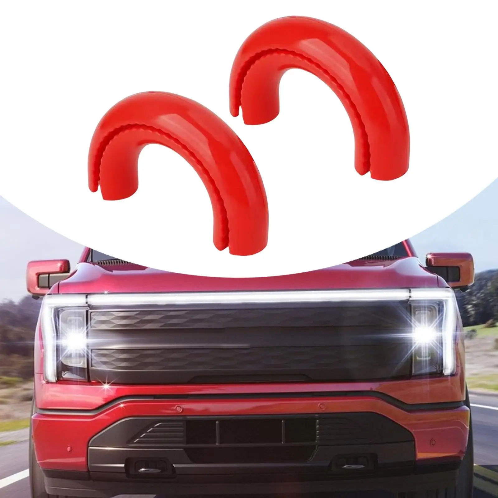 

2x Tow Hooks Covers Simple Installation Red for Toyota 2017-2021 for tundra