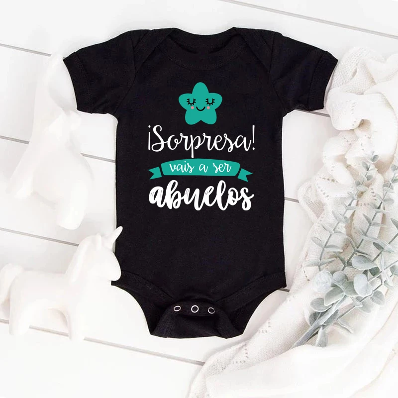 Surprise That You Will Become Grandparents Baby Romper Newborn Boy Girl Bodysuit Short Sleeve Jumpsuit Summer Infant Clothes