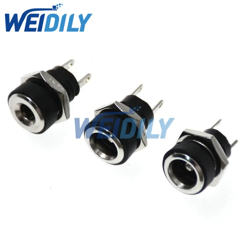 10PCS DC022B 3A 12V DC Power Supply Jack Socket Female Panel Mount Connector 5.5*2.1/2.5mm 3.5*1.3mm Plug Adapter 2 Pins DC-022B