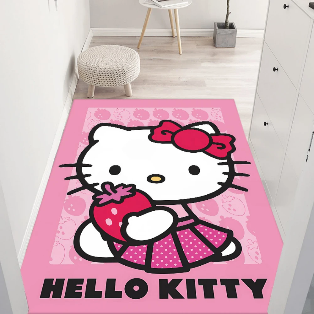 Sanrio – tapis imprimé fraises Hello Kitty, tapis de sol pour salon, entrée, chambre à coucher, décoration, tapis doux