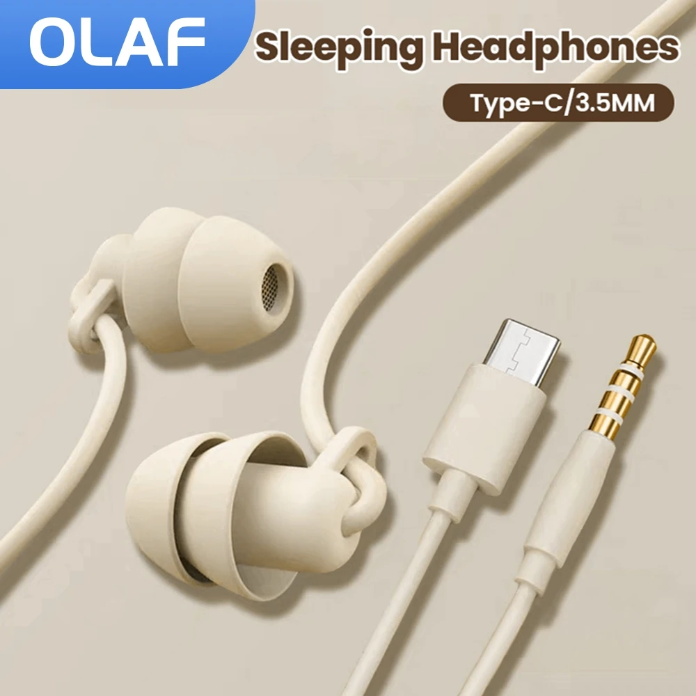 3.5MM/Type C Wired Earphone In-Ear Sleeping Headphone Noise Cancelling Handsfree Headset USB C Jack Earbuds For iPhone15 Samsung