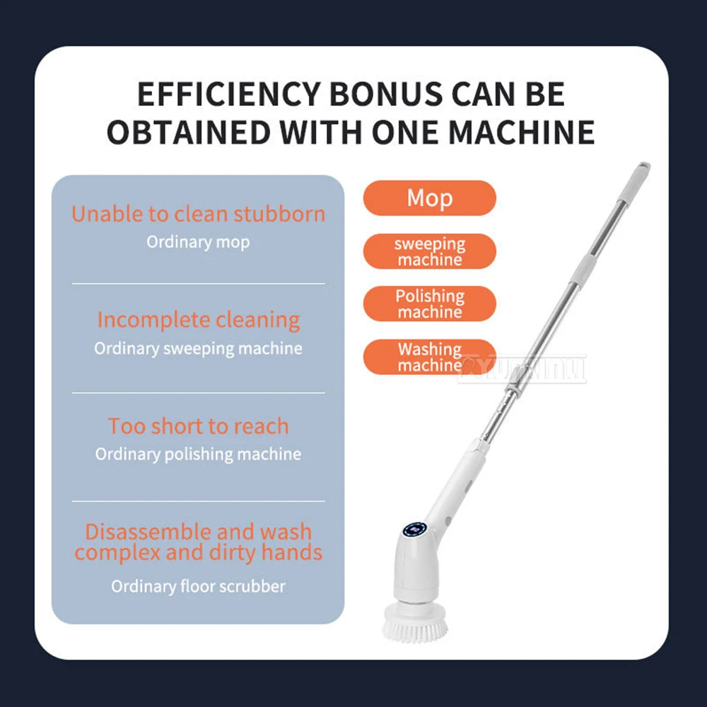 コードレス電動クリーニングブラシ,回転掃除機,トイレとキッチンのクリーニングツール,8 in 1