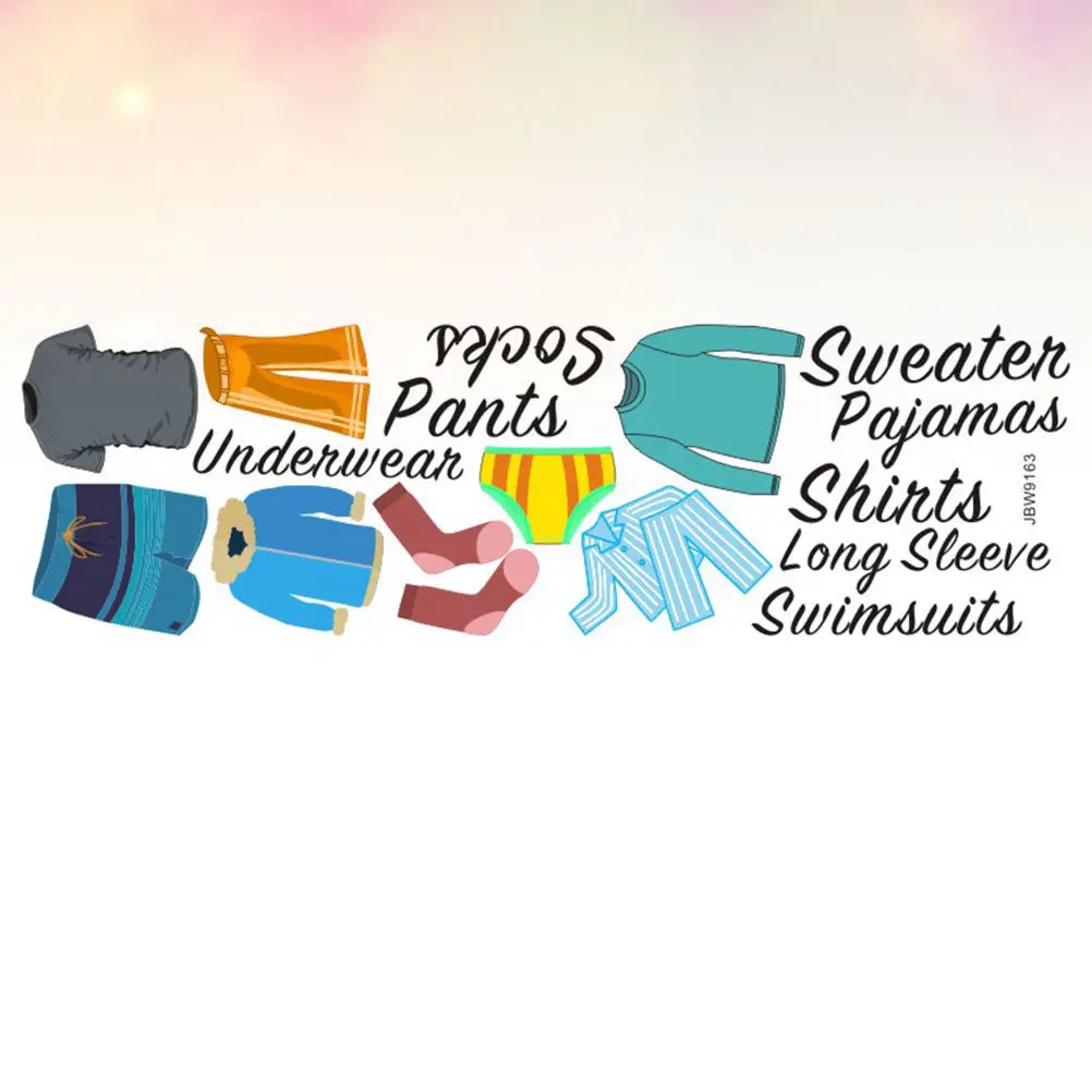 

Clothing Classification Sticker Assorted Colors Waterproof PVC Self-Adhesive Wall Decal for Wardrobe Interior Door Flat Surface