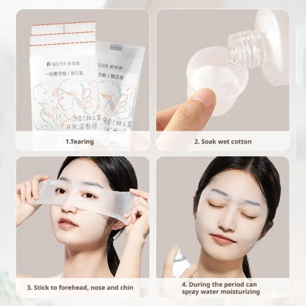 3 في 1 نعومة من القطن الخالص، قطن مكياج مضغوط رطب للتنظيف، مرطب ومهدئ، متعدد التأثيرات للعناية بالبشرة