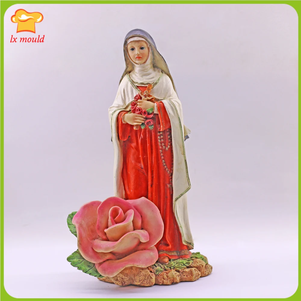 

New Religious Saint Richard Statue Silicone Mould 3D Rose Saint Teresa Candle Moulds DIY Soap Aromatherapy Wax Plaster Mold