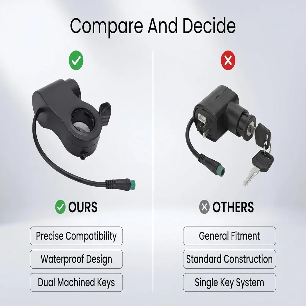 Water Proof Electric Scooter Ignition Switch 5 Pin Fast Response Ignition Switch Lock Electric Door Lock Plastic