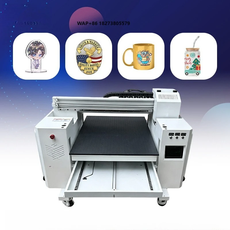 60 * 90Cm small size UV flatbed printer Intelligent ink shortage alarm White ink cycle Industrial UV printing equipment