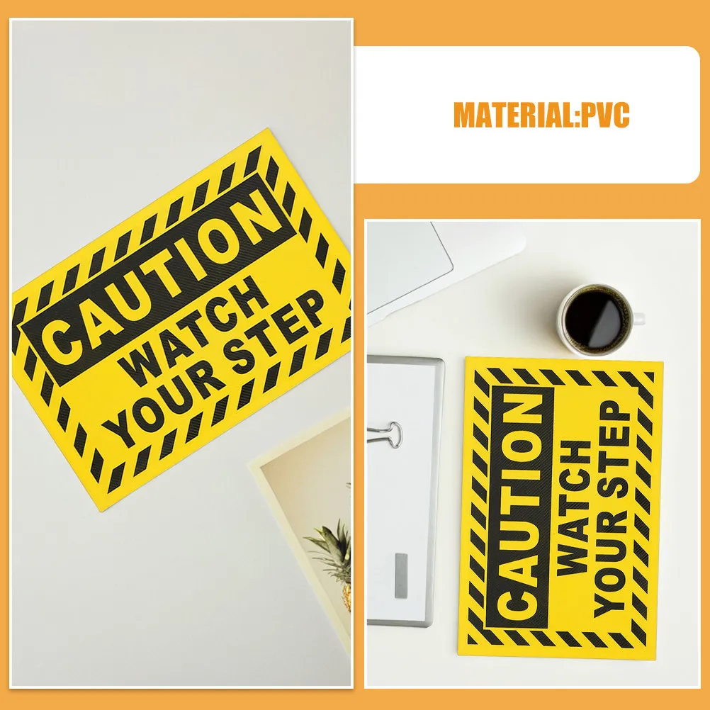 Watch Your Step Sticker PVC Caution Sign Slip Resistant Herringbone Texture High Visibility Stair Sign for Garden