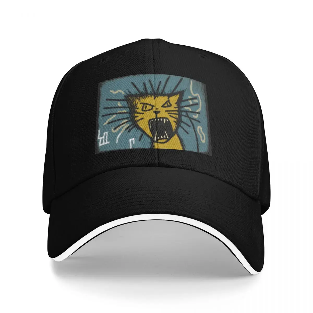 

Wack crazy cat hissing, yellow blue Baseball Cap dad hat Kids Hat Mens Caps Women's