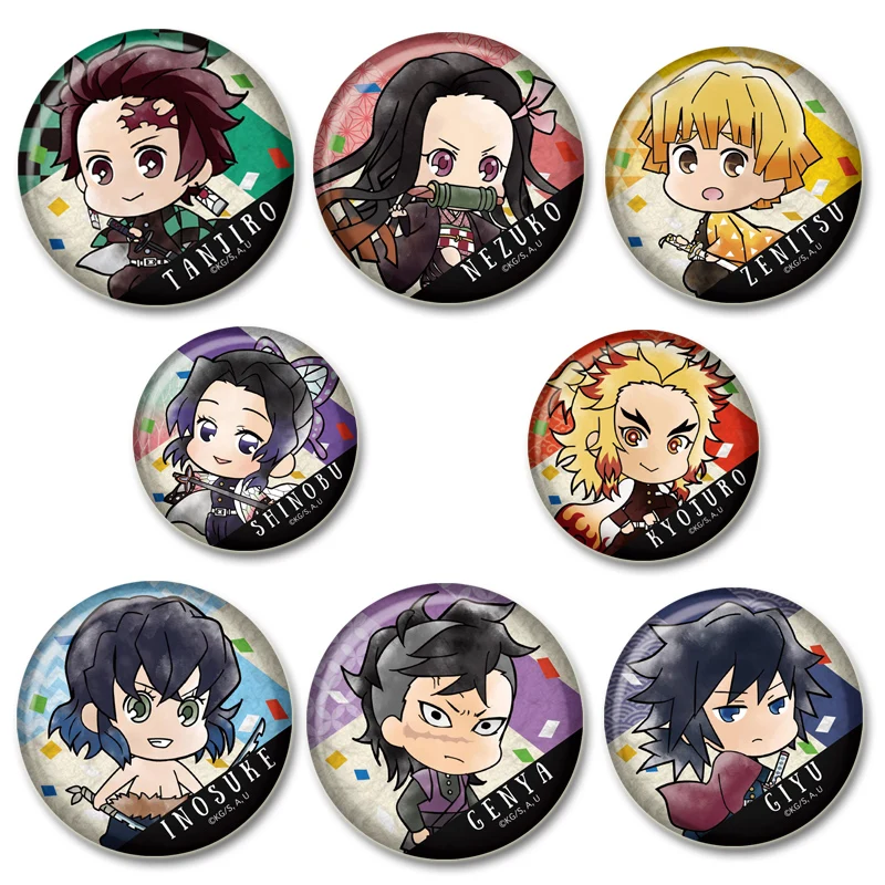 Cartoon Pins Kamado Tanjirou/Hashibira Inosuke Anime Brooches Kochou Shinobu/Kamado Nezuko/Tsuyuri Kanao/Agatsuma Zenitsu Badge