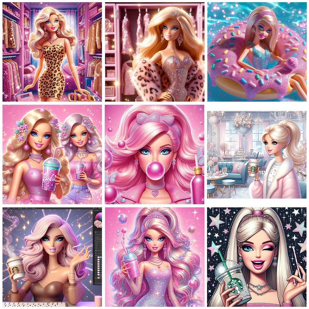 Cartoon Girl 5D Kit pittura diamante fai da te Barbie Princess Appliqué diamante ricamo mosaico fatto a mano decorazione della casa