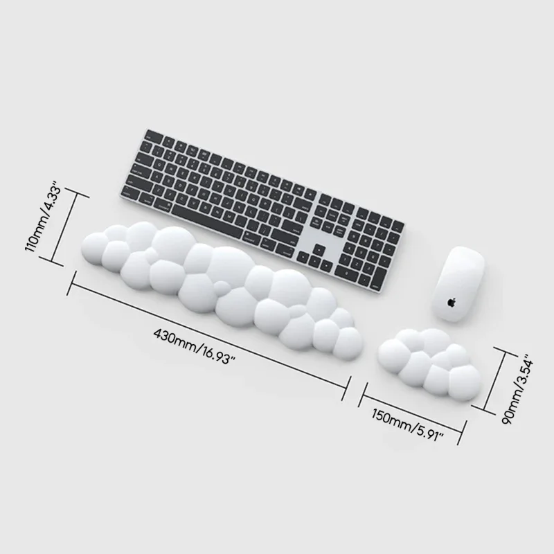 Cloud Shape Wrist Rest Pad Soft  PU Material Anti-Slip Rubber Base Memory Foam for 100 Keys 87 Keys 68keys Keyboard Mousepad