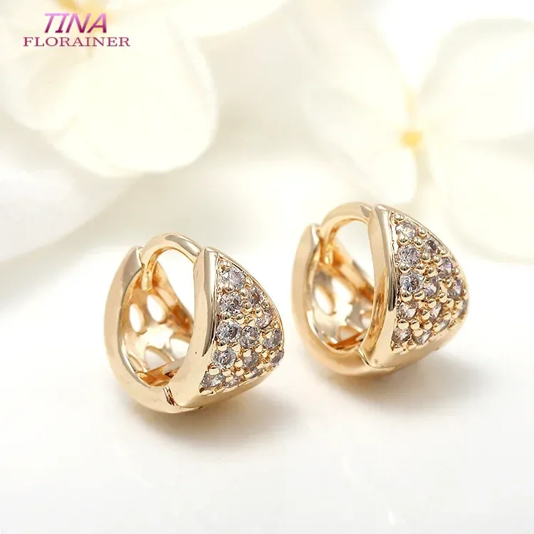 14k Gold Color Brass With White Zircon Earrings Hooks High Quality Diy Accessories Jewelry Findings